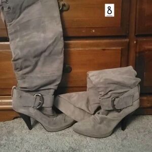 Elegant Gray Women's Heeled Boots